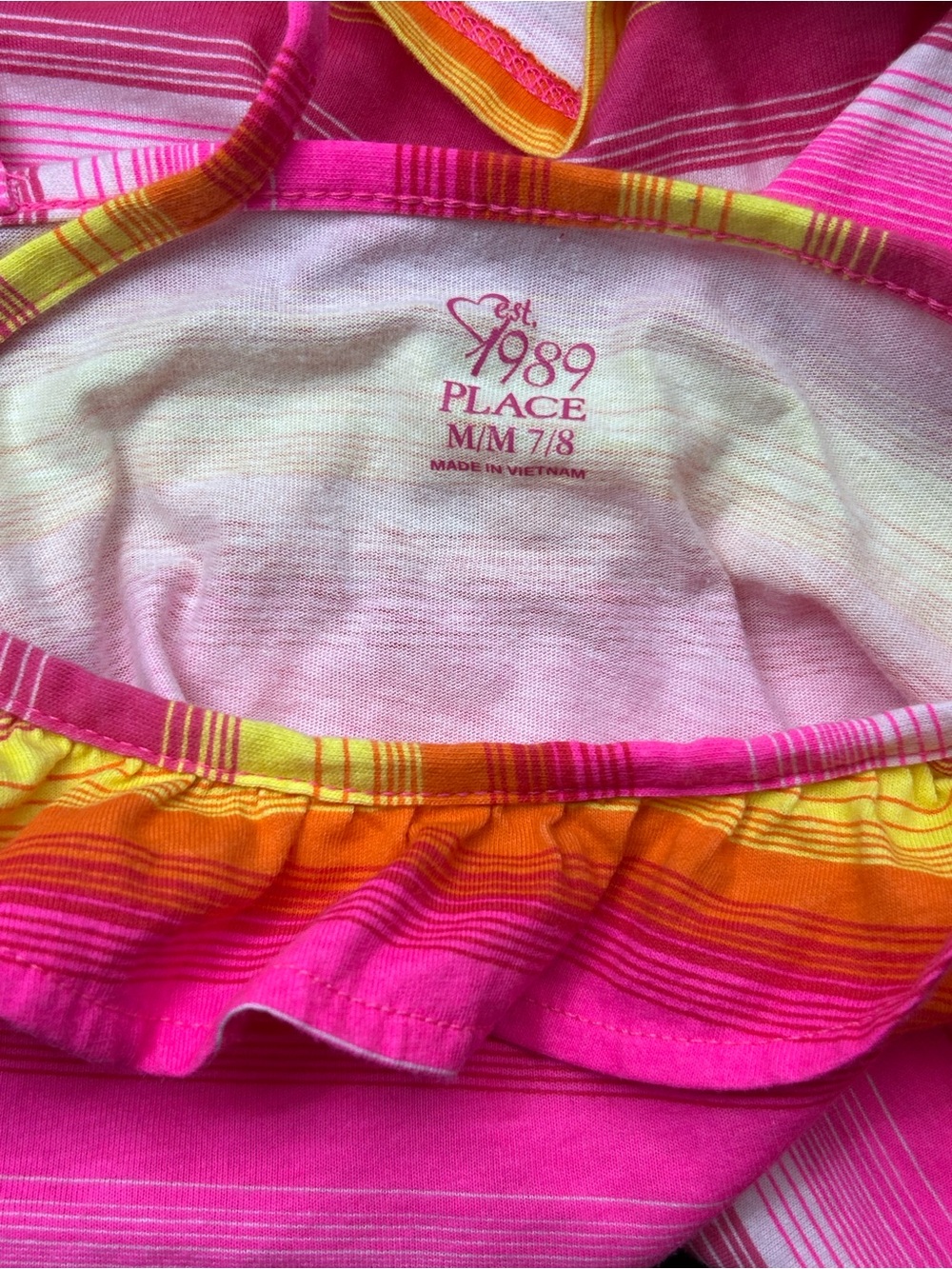 Striped Pink & Yellow Ruffle Tank Top - Picture 4 of 8